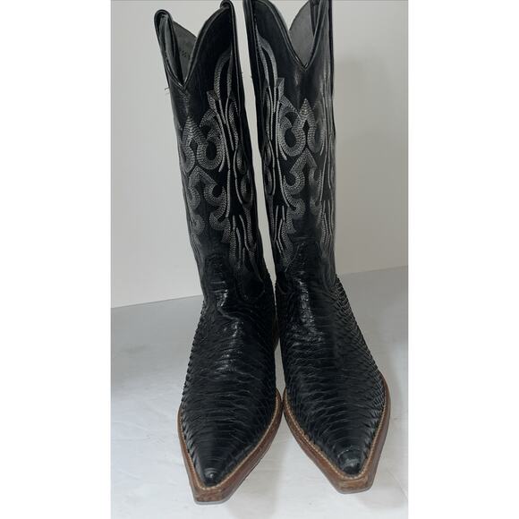 Los Altos Cowboy Boots Mens 7EE Black Exotic Genuine Python Snake Pointed Toe‎ - Picture 10 of 10